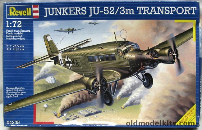Revell 1/72 Junkers Ju-52 /3m - Transport or Ambulance Versions, 04305 plastic model kit